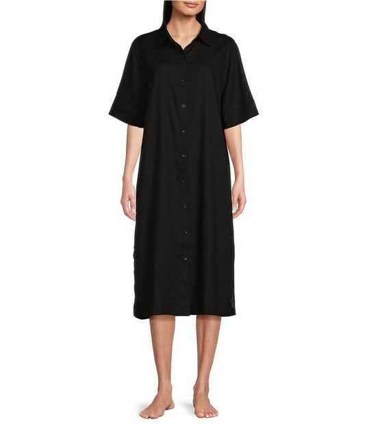 NWT NOTTIBIANCHE XL Short Sleeve V-Neck Linen Blend Kaftan Dress 128631
