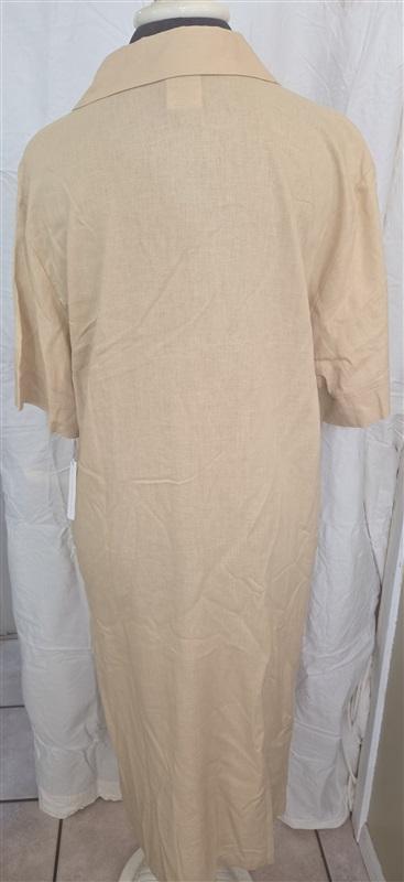 NWT NOTTIBIANCHE S Short Sleeve V-Neck Linen Blend Kaftan Dress Gold 128632