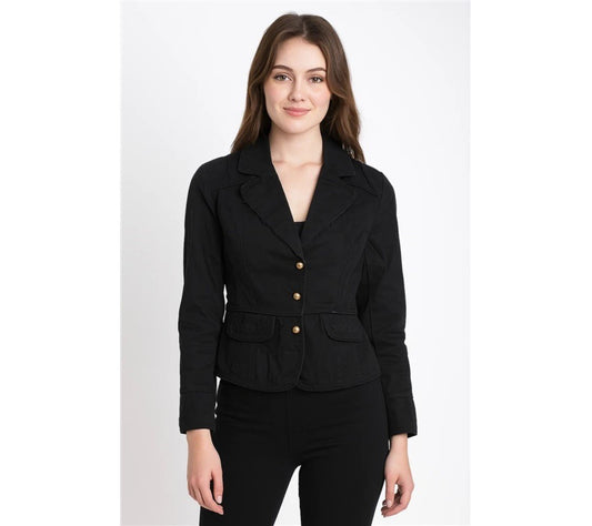 New AZIZ for Anthropologie M Military Style Victorian Embroidered Jacket Black
