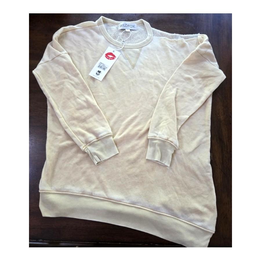 NWT Wildfox M Distressed Cold Shoulder Asymmetrical Sweatshirt Warm Sand #128658