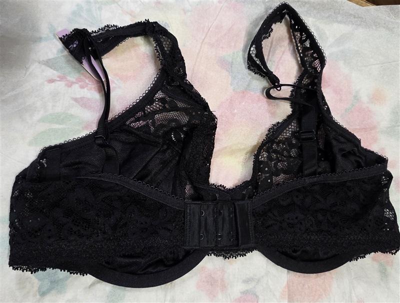 NWT Maidenform 34D Lace Unlined Underwire Bra 9600 Black Lace 128662