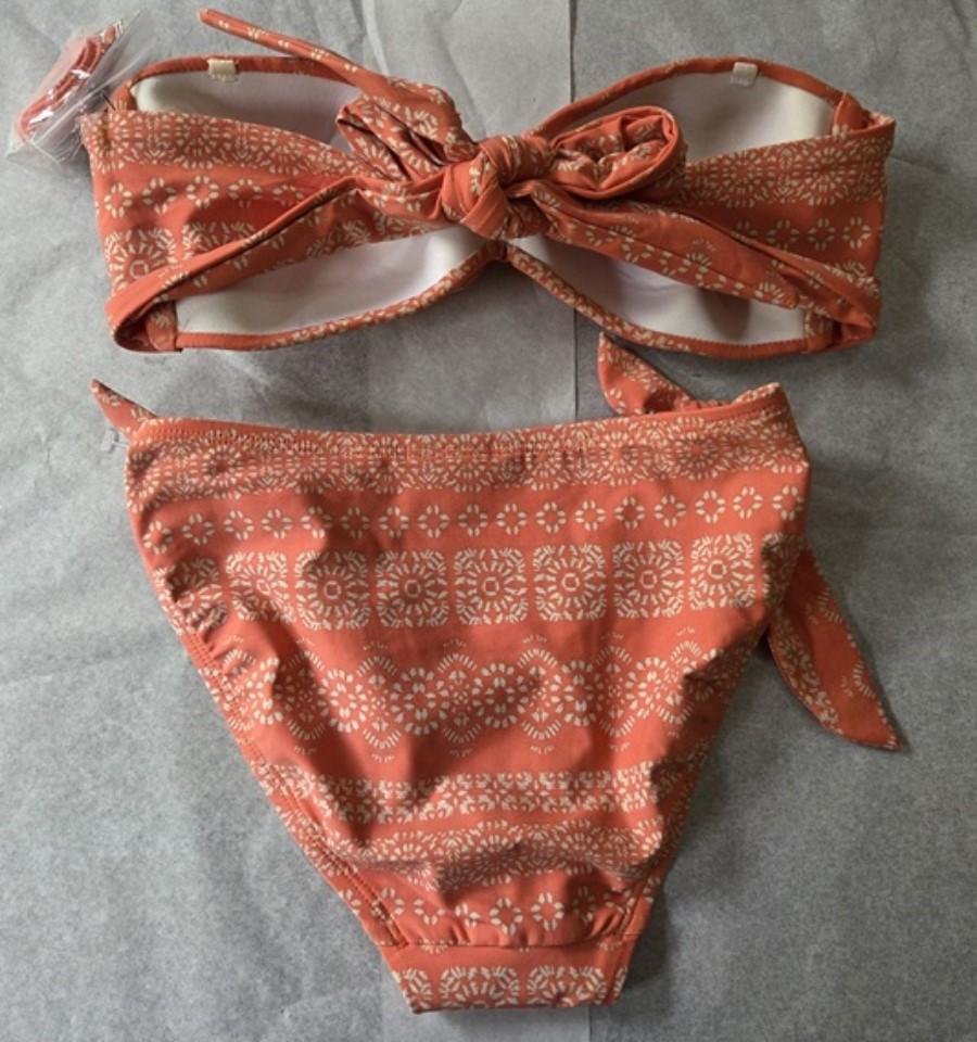 NWT Robin Piccone S Isla Bikini Swim Top & Tie Bottom Terra Cotta Orange 128671