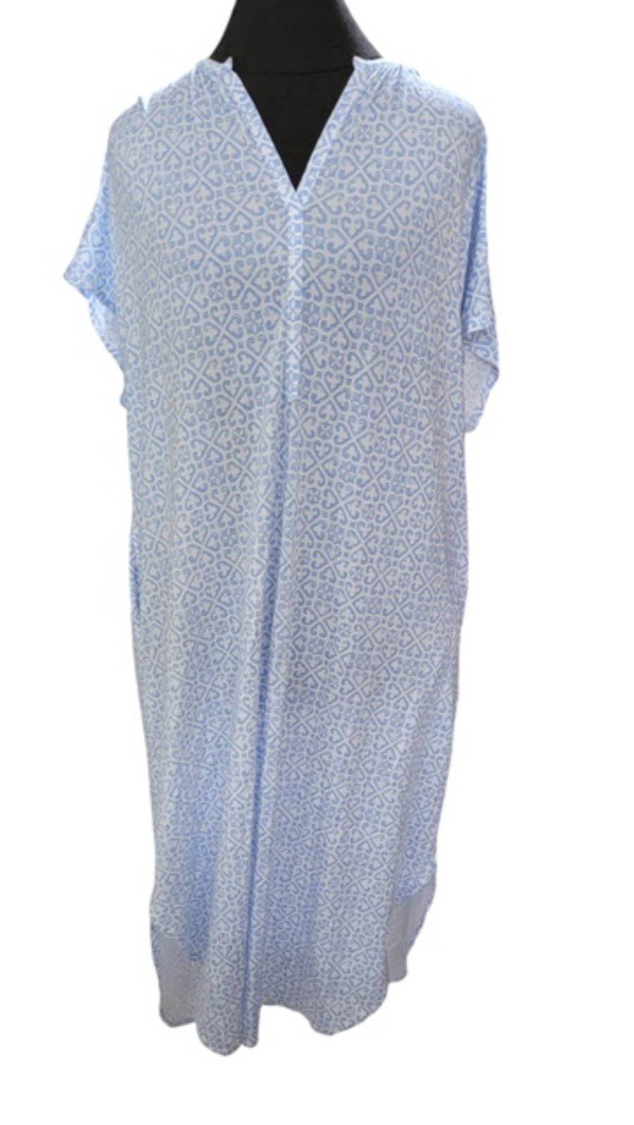 NWT NOTTIBIANCHE S Heart Short Sleeve V-Neck Side Slit Caftan 128679