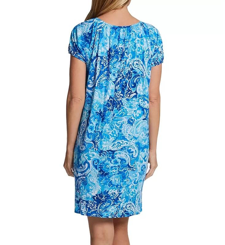 NWT Ralph Lauren S Short Sleeve Blue Paisley Nightgown 128680