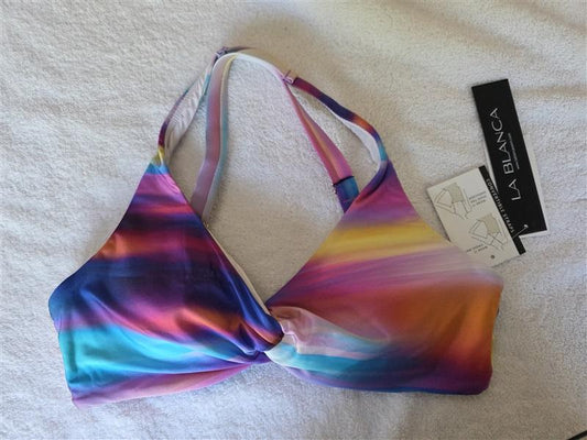NWT La Blanca 4 Twist Underwire Bandeau Bikini Swim Top Rainbow 128693