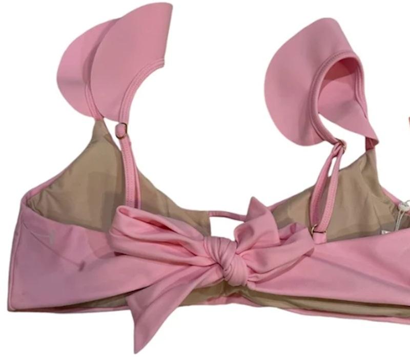 NWT Pilyq BLS L Ruffle Strap Bikini Swim Top Pink 122390