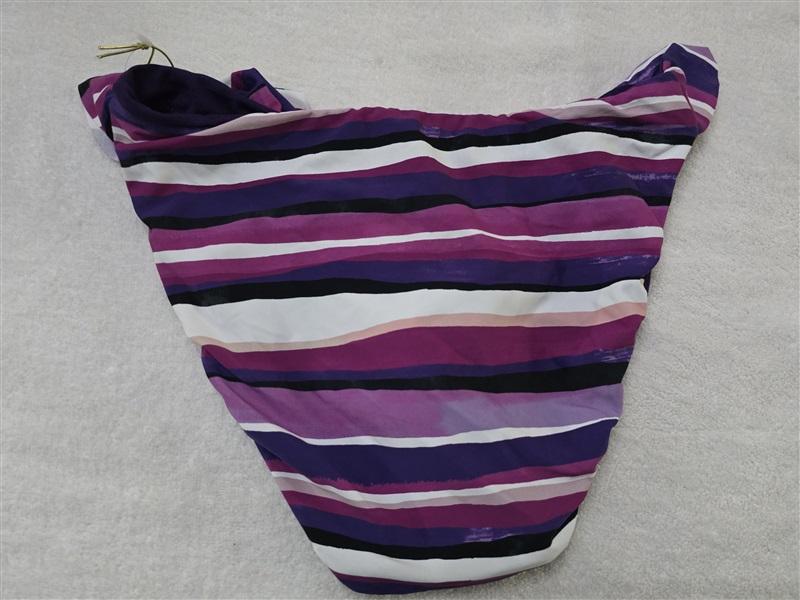 NWT Mynah L Purple Stripe Ruffle Side Swim Bottom 128704