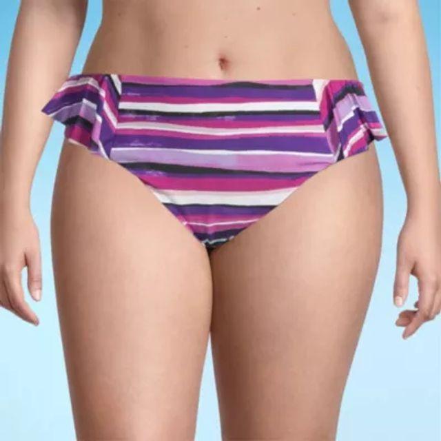 NWT Mynah M Purple Stripe Deep V Bikini Swimsuit Top 128705