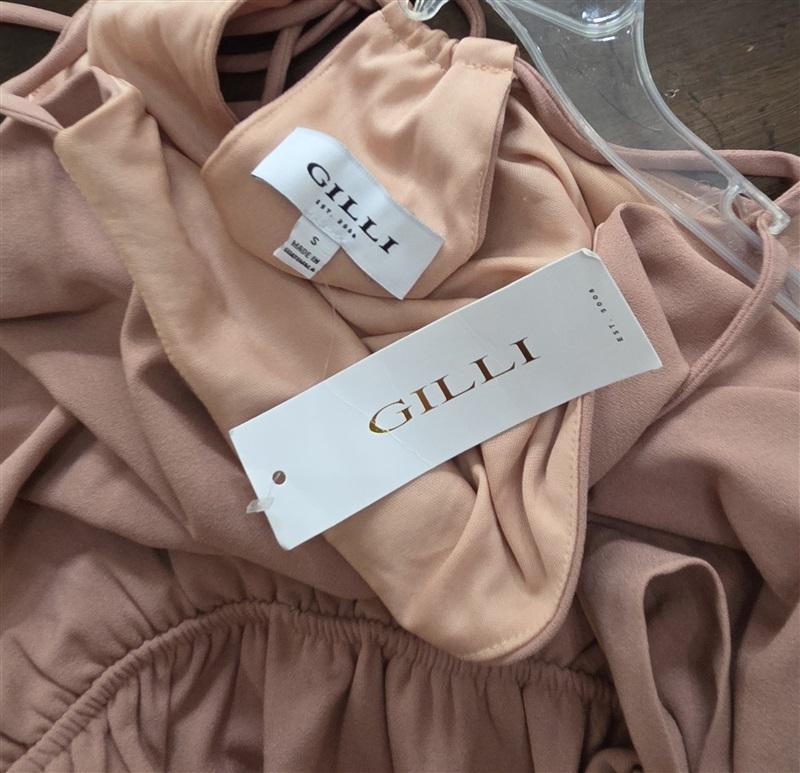 NWT Gilli S Waist Ribbon Halter Maxi Bra Dress Dusty Apricot Peach 128712