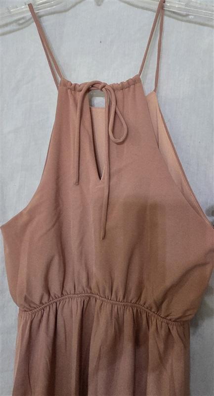 NWT Gilli S Waist Ribbon Halter Maxi Bra Dress Dusty Apricot Peach 128712