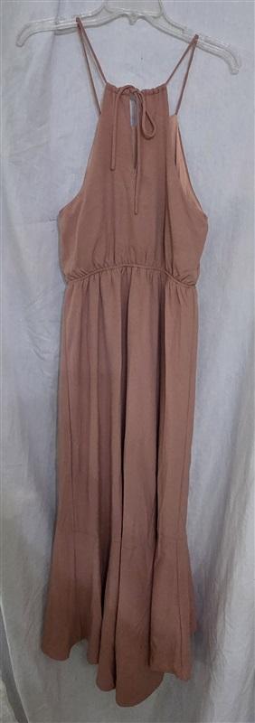NWT Gilli S Waist Ribbon Halter Maxi Bra Dress Dusty Apricot Peach 128712
