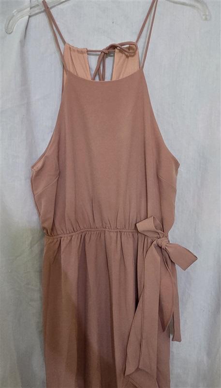 NWT Gilli S Waist Ribbon Halter Maxi Bra Dress Dusty Apricot Peach 128712