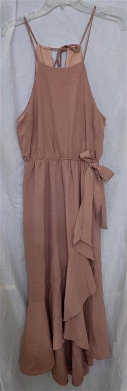 NWT Gilli S Waist Ribbon Halter Maxi Bra Dress Dusty Apricot Peach 128712