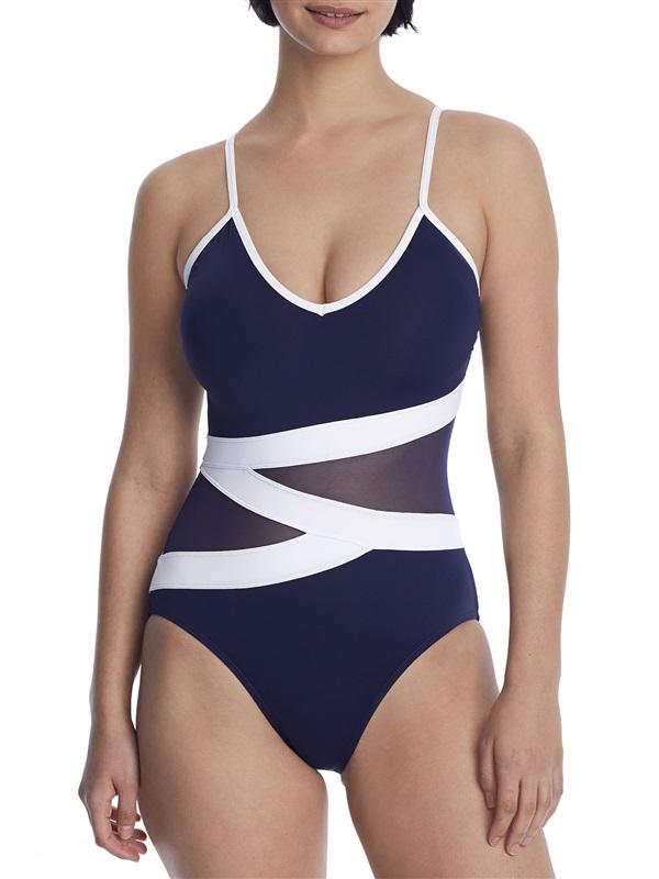 NWT Anne Cole 16W Color Block Signature Hot Mesh 1PC Swimsuit 127164