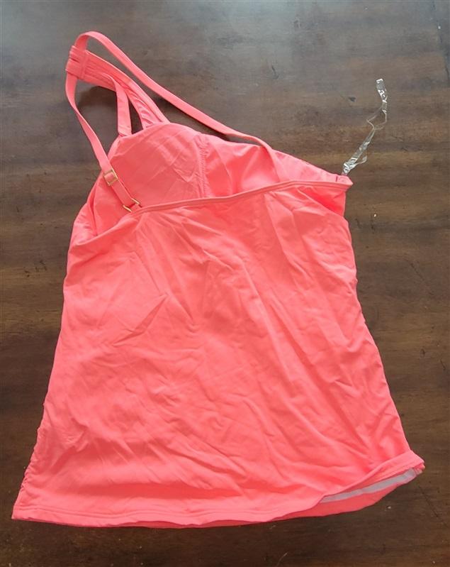 NWT La Blanca 6 Island Goddess 1 Shoulder Tankini Swim Top Neon Orange 128721