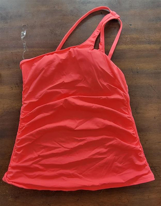 NWT La Blanca 6 Island Goddess 1 Shoulder Tankini Swim Top Neon Orange 128721