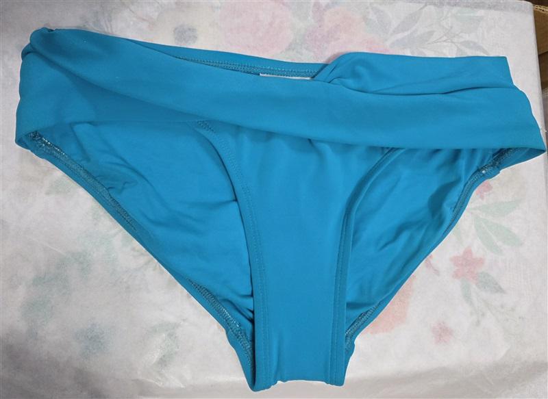 NWOT Robin Piccone Ava L Twist Teal Solid Full Bikini Swim Bottom 128725
