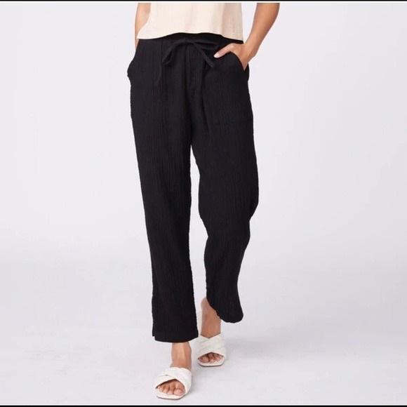 NWT Monrow S Black Gauze Slit Side High Waist Pants 128742
