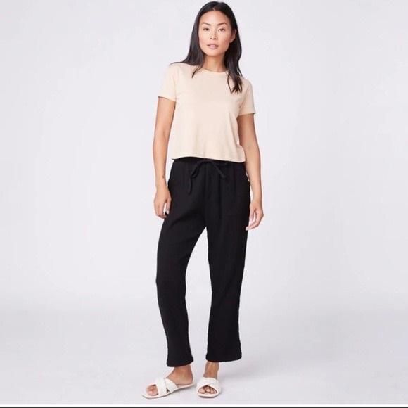NWT Monrow S Black Gauze Slit Side High Waist Pants 128742