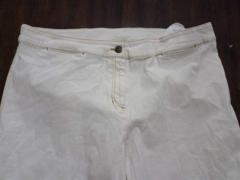 PO Eileen Fisher L Cotton Blend Ivory Ankle Capri Pants 128759