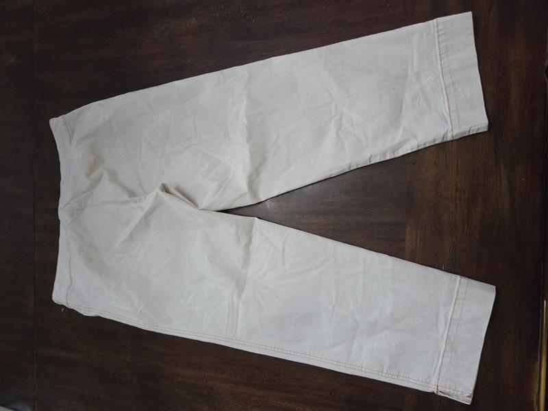 PO Eileen Fisher L Cotton Blend Ivory Ankle Capri Pants 128759