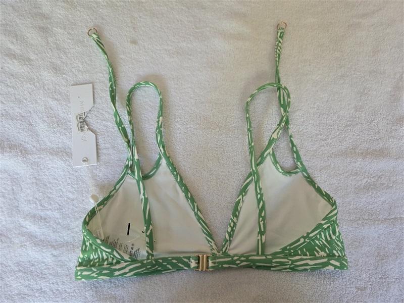 NWT Jonathan Simkhai Small Abstract Fern Triangle Bikini Top Green 128761