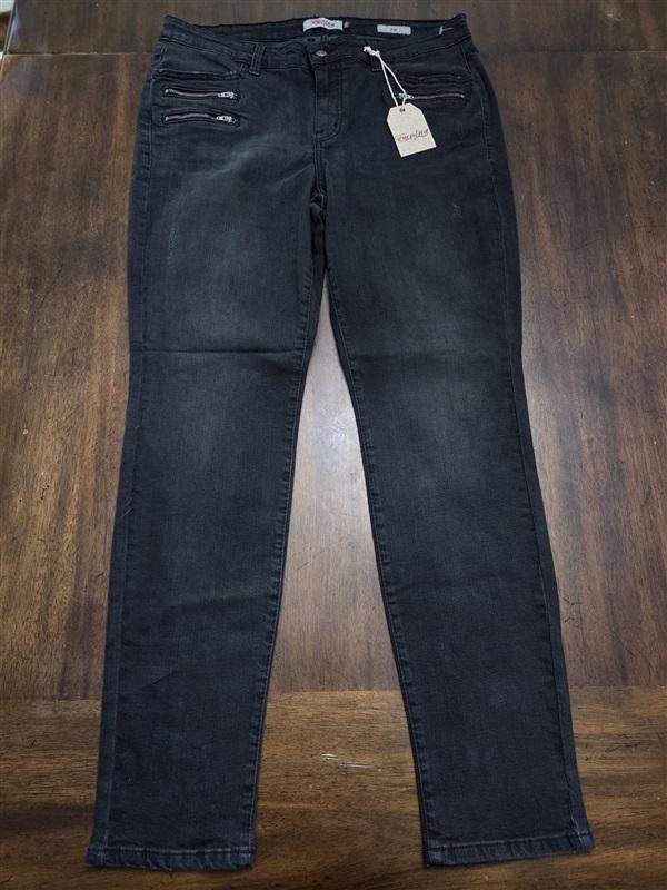 NWT Eunina XL Skinny Ankle Zipper Pocket Distressed Black Jeans 128763