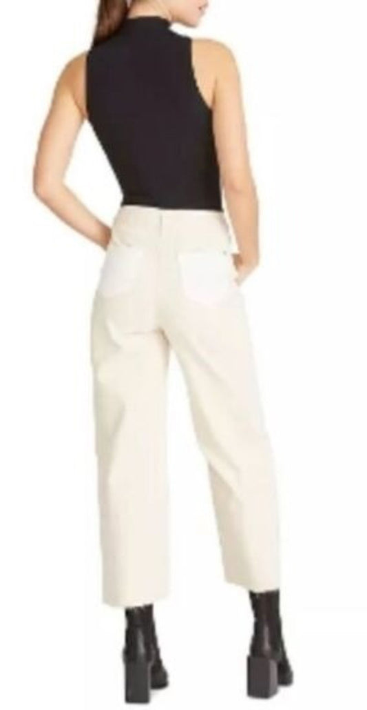 NWT Vigoss 31 Jett Straight Distressed 2 Tone Y2K Beige Ivory Jeans 128766