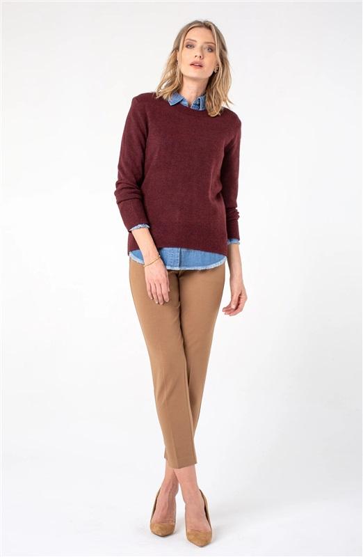 NWT Liverpool 2/26 KELSEY KNIT TROUSER STRETCH PONTE Maple Brown 128774