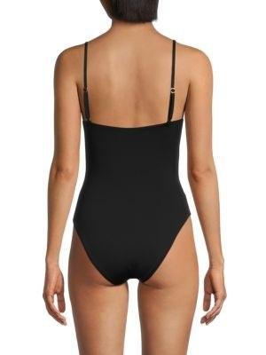 NWTD What We Wore M Knot Detail One Piece Swimsuit Black 128779