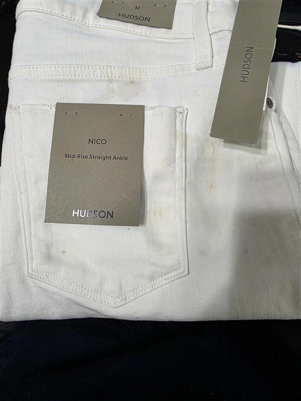 NWTD Hudson 32 Nico Mid Rise Straight Ankle Jeans White 128780