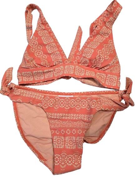 NWOT Robin Piccone L Isla Triangle Bikini Swim Top & Tie Bottom Orange 128791