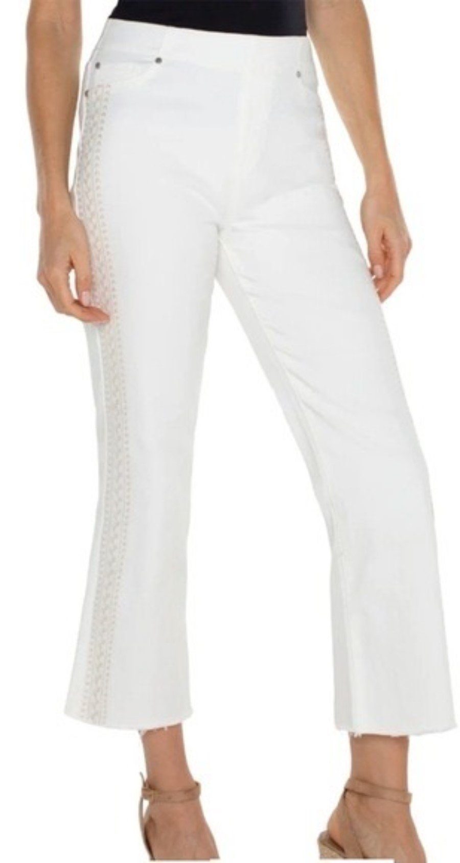 NWT Liverpool 6 28 Chloe Crop Pull-on Cropped Flare White 128802