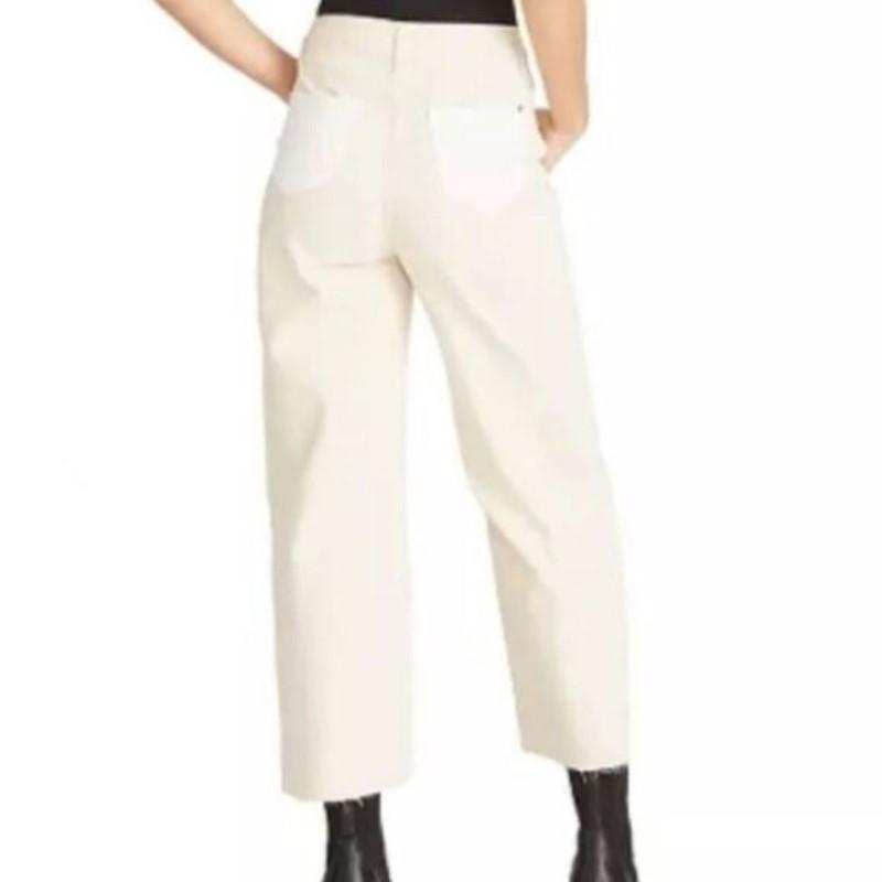 NWOT Vigoss 30 Jett Straight Distressed 2 Tone Y2K Beige Ivory Jeans 128807
