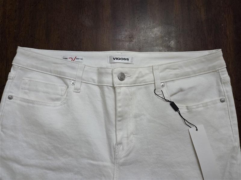 NWOT Vigoss 30 Jett Straight Distressed 2 Tone Y2K Beige Ivory Jeans 128807