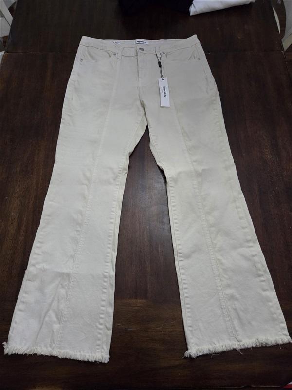 NWOT Vigoss 30 Jett Straight Distressed 2 Tone Y2K Beige Ivory Jeans 128807
