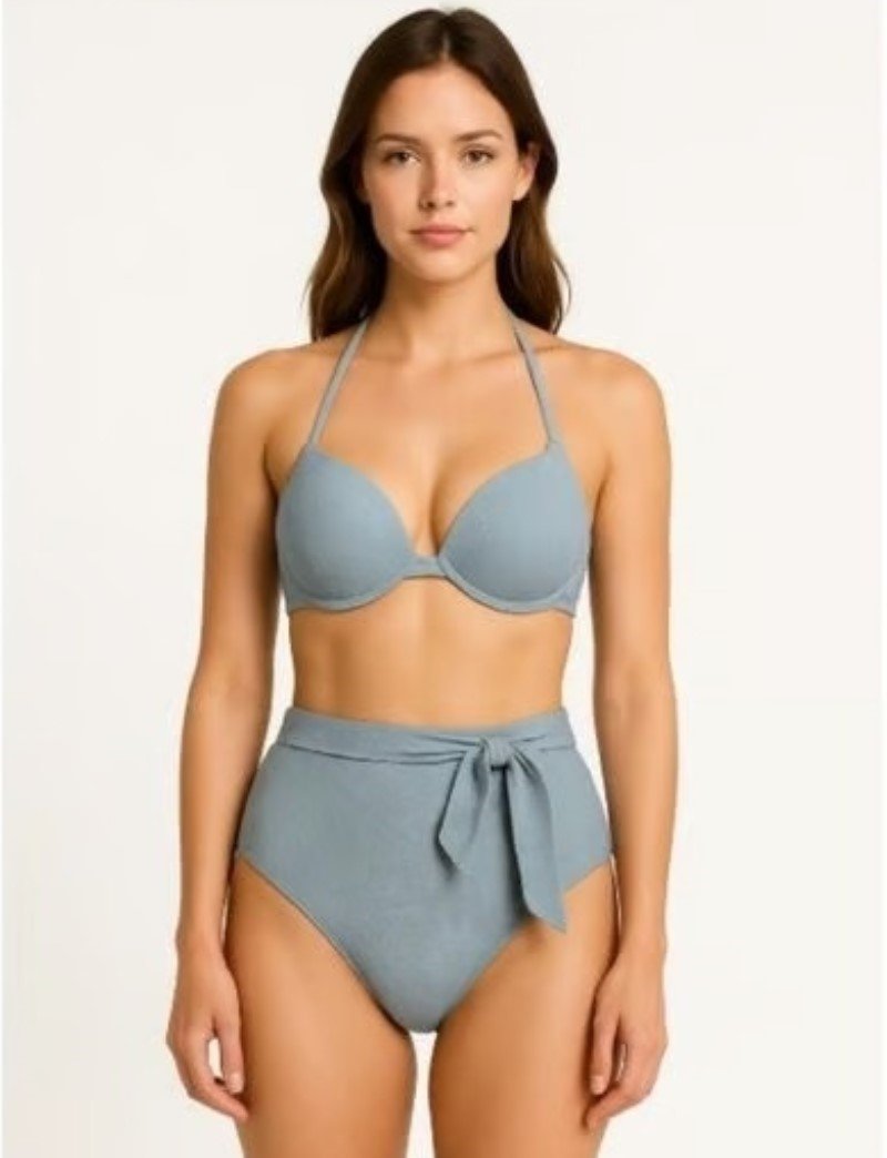 NWT Wet LA SM Soft Blue Carrie Underwire Halter Bikini Swimsuit Top 128854