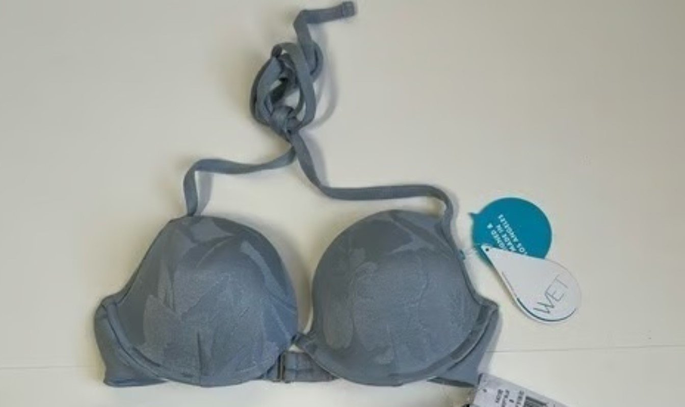 NWT Wet LA SM Soft Blue Carrie Underwire Halter Bikini Swimsuit Top 128854