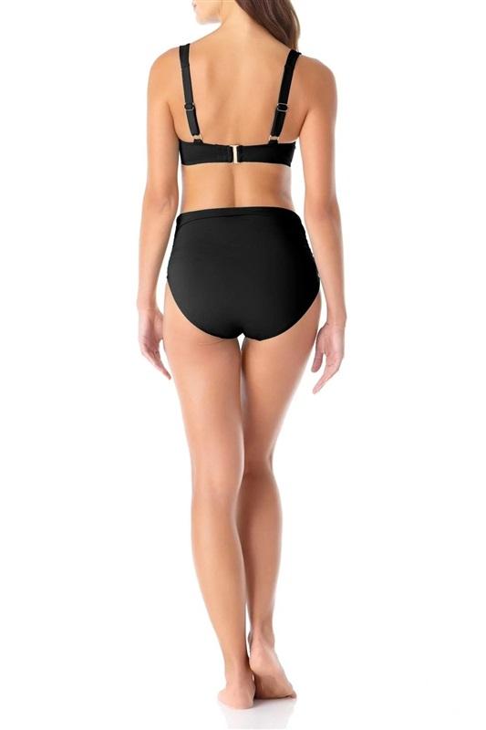 NWT Anne Cole Lovely Solids 34DD 36D Twist Underwire Swim Top Black 128927