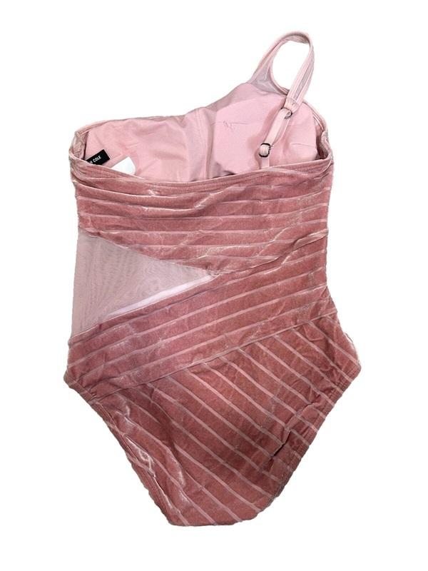 NWT Kenneth Cole L Pink Velvet One-Shoulder Mesh One-Piece Swimsuit 128932