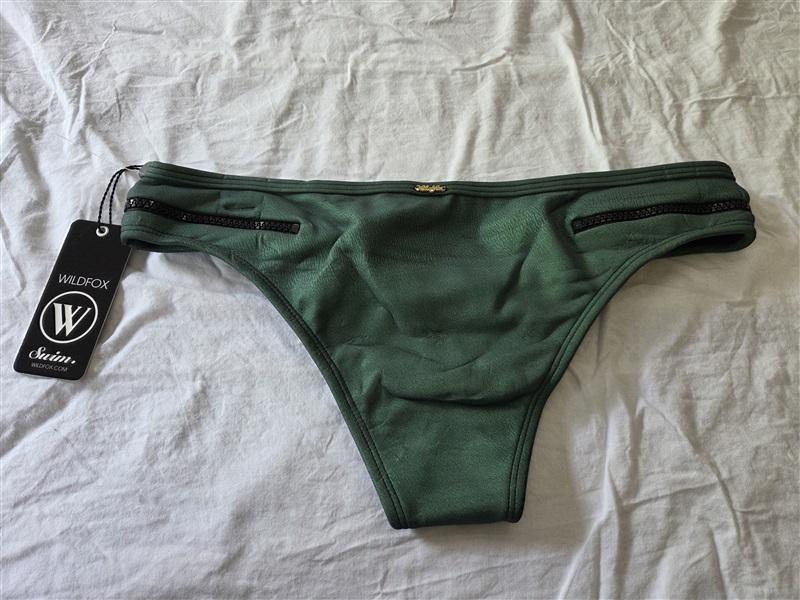 NWT Wildfox M ZIPPER SIDES BIKINI SWIM BOTTOMS Green 128949
