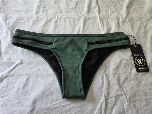 NWT Wildfox M ZIPPER SIDES BIKINI SWIM BOTTOMS Green 128949
