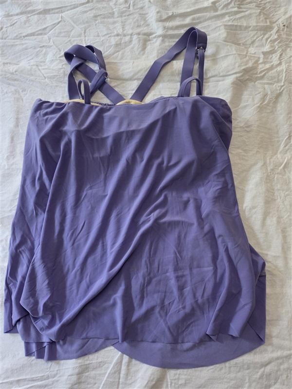 NWOT Magicsuit 8 Michelle Underwire Tankini Top Cross Front Purple Swim 128950