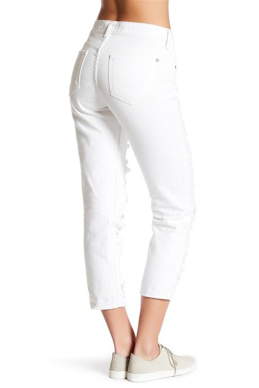 NWT Pistola 27 Distressed Raw Leg Skinny Jeans Ivory 128954