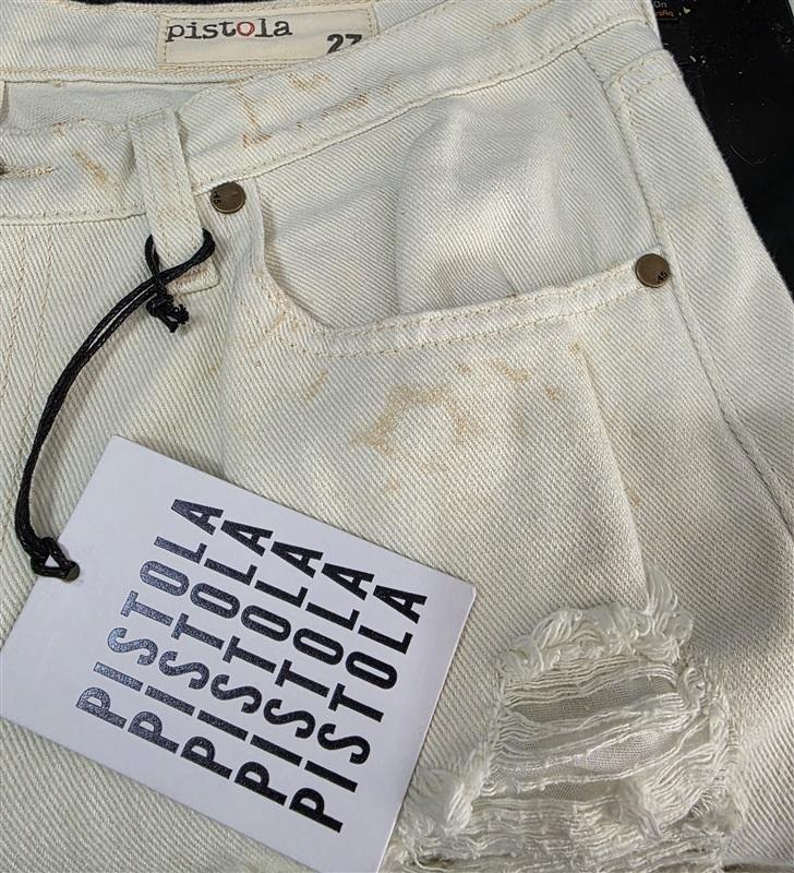 NWT Pistola 27 Distressed Raw Leg Skinny Jeans Ivory 128954