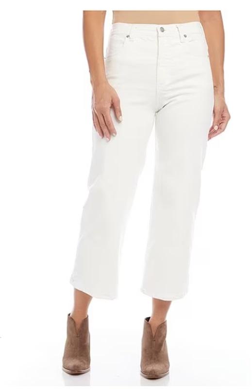 NWT Karen Kane 8 Cropped Wide Leg Jeans Natural 5 Pockets Zip/Button 128955