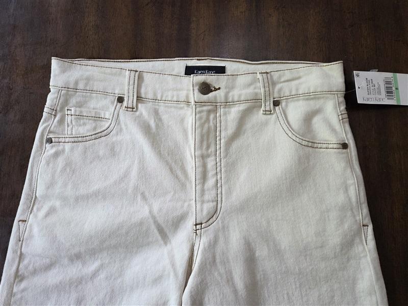 NWT Karen Kane 8 Cropped Wide Leg Jeans Natural 5 Pockets Zip/Button 128955