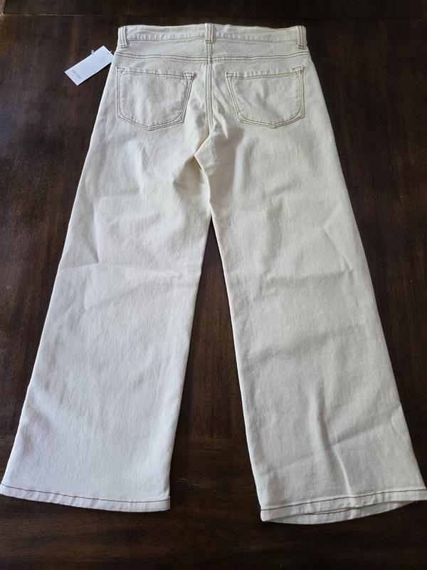 NWT Karen Kane 8 Cropped Wide Leg Jeans Natural 5 Pockets Zip/Button 128955