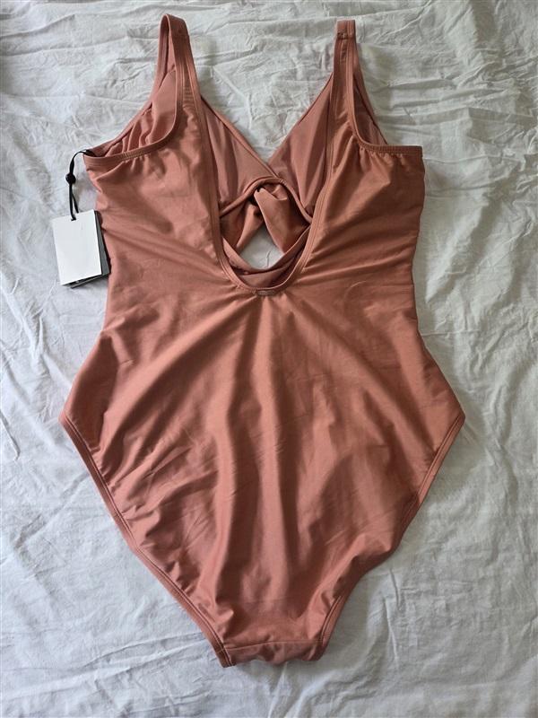NWT DKNY 16 Peek-a-boo Twist One Piece Swimsuit Pink 128960