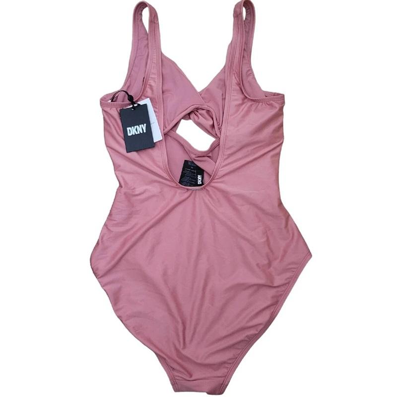 NWT DKNY 16 Peek-a-boo Twist One Piece Swimsuit Pink 128960